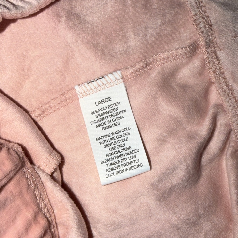 Peach Velvet Short Sleeve Button-Up Pajama Set - Picture 6 of 7